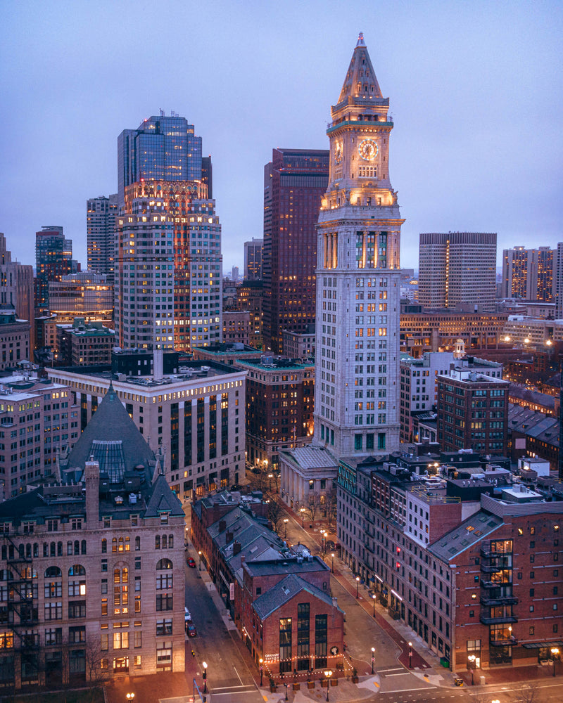 THE CUSTOM HOUSE TOWER IN THE EVENING